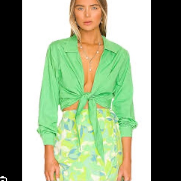 NEW REVOLVE FAITHFULL THE BRAND Arizona tie shirt green - Picture 1 of 7